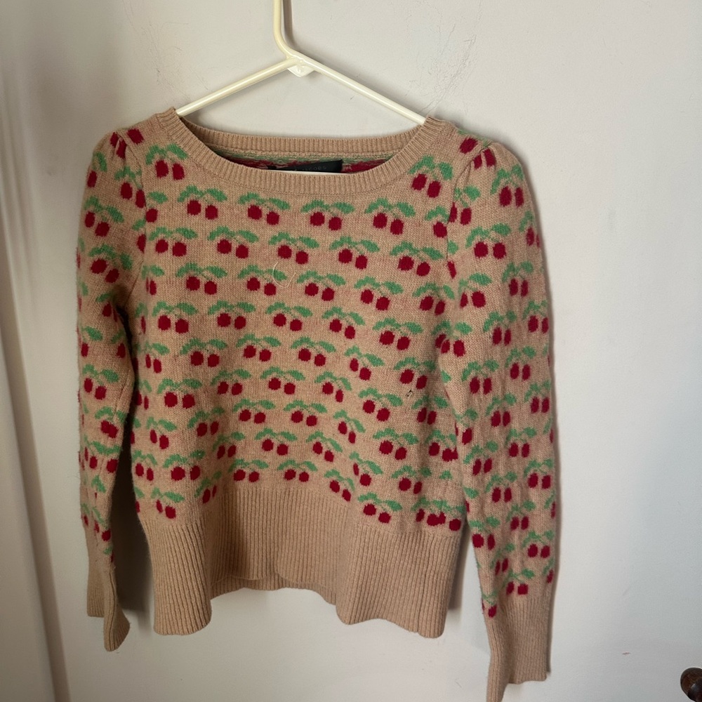 Marc Jacobs wool Beige Cherry Print Sweater - Size M